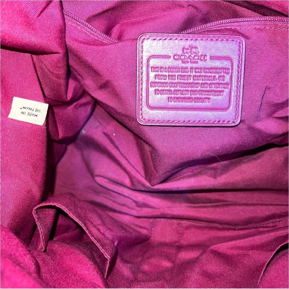 COACH Magenta Pebbled Leather Kelsey Satchel Bag - Picture 9 of 11